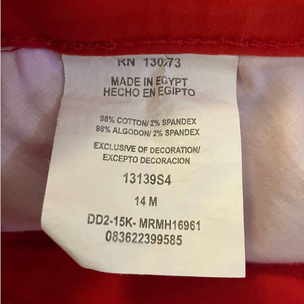 Riders by Lee Women's Red Pull-On Waist Mid-Rise Capri Pants Soft Stretch SZ 14M - Picture 6 of 6